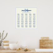 Monogram Initial Ecru Wedding Seating chart poster ポスター (キッチン)