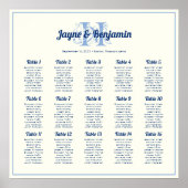 Monogram Initial Ecru Wedding Seating chart poster ポスター (正面)