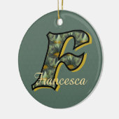 Monogram Initial F Daisies Floral Personalized  セラミックオーナメント (左)