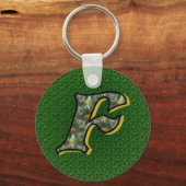 Monogram Initial F Daisy Flower Art キーホルダー (正面)