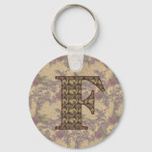 Monogram Initial F Elegant Floral  キーホルダー (正面)