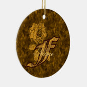 Monogram Initial F Elegant Gold Peony Personalized セラミックオーナメント (右)