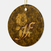 Monogram Initial F Elegant Gold Peony Personalized セラミックオーナメント (左)