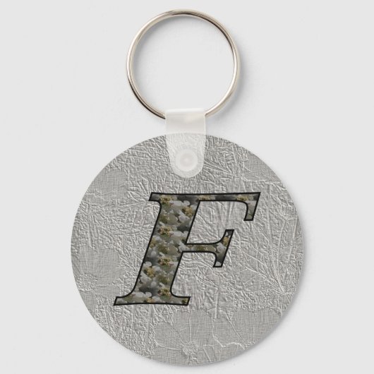 Monogram Initial F Hydrangea Floral Keychain キーホルダー (裏面)