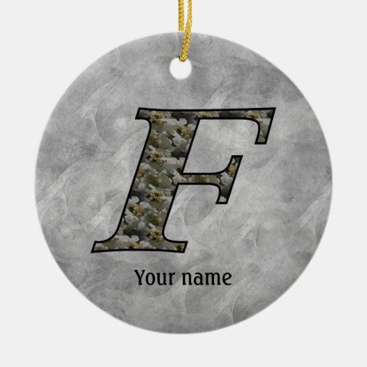 Monogram Initial F Hydrangea Flowers Personalized セラミックオーナメント (正面)