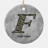 Monogram Initial F Hydrangea Flowers Personalized セラミックオーナメント (裏面)