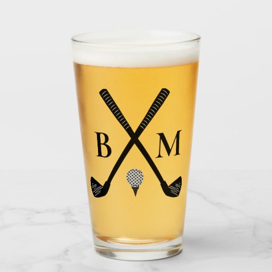 Monogram Initial Golf Club Elegant Template Beer タンブラーグラス (ドリンク正面)