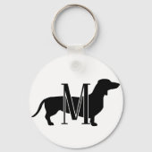 Monogram Initial I Love Dachshunds Silhouette  キーホルダー (正面)