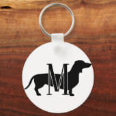 Monogram Initial I Love Dachshunds Silhouette  キーホルダー (正面)