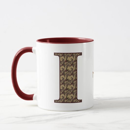 Monogram Initial I Vintage Floral Personalized マグカップ (左)