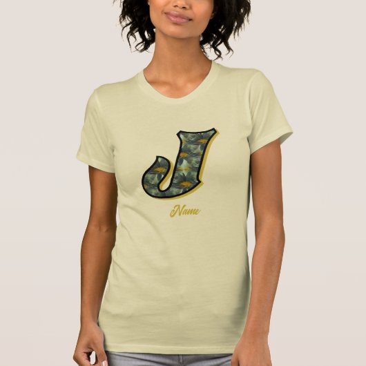 Monogram Initial J Daisy Flower Art Personalized Tシャツ (正面)