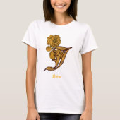 Monogram Initial J Gold Peony Flower Personalized Tシャツ (正面)