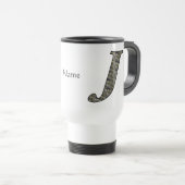 Monogram Initial J Hydrangea Flowers Personalized トラベルマグ (正面右)