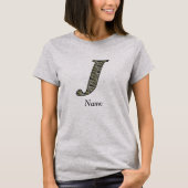 Monogram Initial J Hydrangea Flowers Personalized Tシャツ (正面)