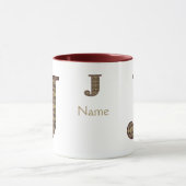 Monogram Initial J Vintage Floral Personalized マグカップ (中央)
