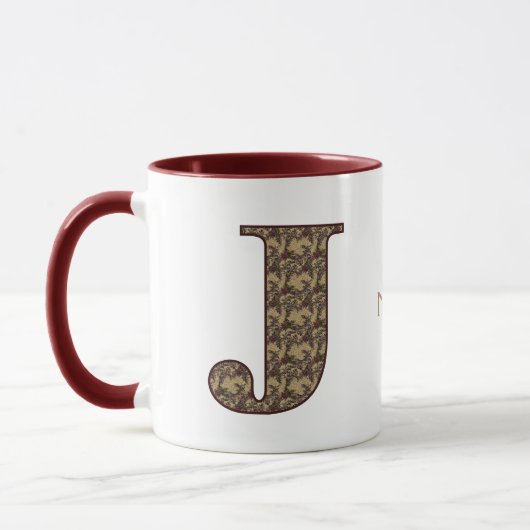 Monogram Initial J Vintage Floral Personalized マグカップ (左)