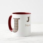 Monogram Initial J Vintage Floral Personalized マグカップ (正面左)