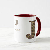 Monogram Initial J Vintage Floral Personalized マグカップ (正面右)
