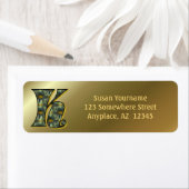 Monogram Initial K Daisies Art Return Address  ラベル (インサイチュ)