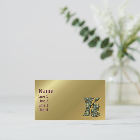 Monogram Initial K Daisies Floral Art 名刺 (スタンド正面)