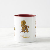 Monogram Initial K Elegant Gold Peony Personalized マグカップ (中央)
