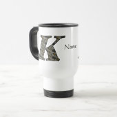 Monogram Initial K Hydrangea Flowers Personalized トラベルマグ (正面左)