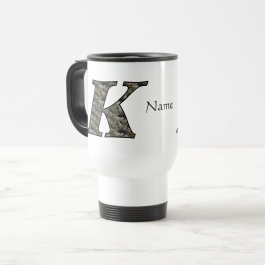Monogram Initial K Hydrangea Flowers Personalized トラベルマグ (正面左)