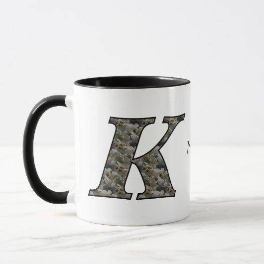 Monogram Initial K Hydrangea Flowers Personalized マグカップ (左)
