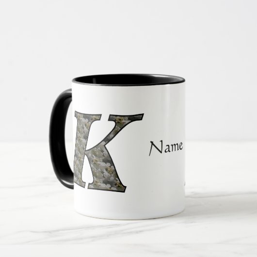 Monogram Initial K Hydrangea Flowers Personalized マグカップ (正面左)