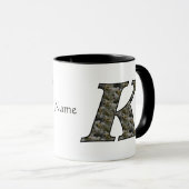 Monogram Initial K Hydrangea Flowers Personalized マグカップ (正面右)