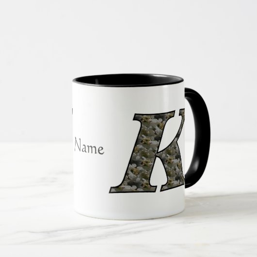 Monogram Initial K Hydrangea Flowers Personalized マグカップ (正面右)
