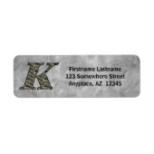 Monogram Initial K Hydrangea Return Address  ラベル (正面)