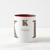 Monogram Initial K Vintage Floral Personalized マグカップ (中央)