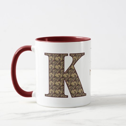 Monogram Initial K Vintage Floral Personalized マグカップ (左)