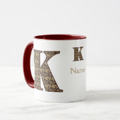 Monogram Initial K Vintage Floral Personalized マグカップ (正面左)