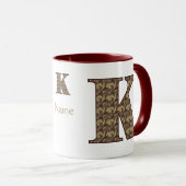 Monogram Initial K Vintage Floral Personalized マグカップ (正面右)