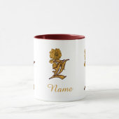 Monogram Initial L Elegant Gold Peony Personalized マグカップ (中央)