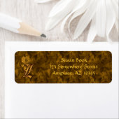Monogram Initial L Gold Peony Return Address  ラベル (インサイチュ)