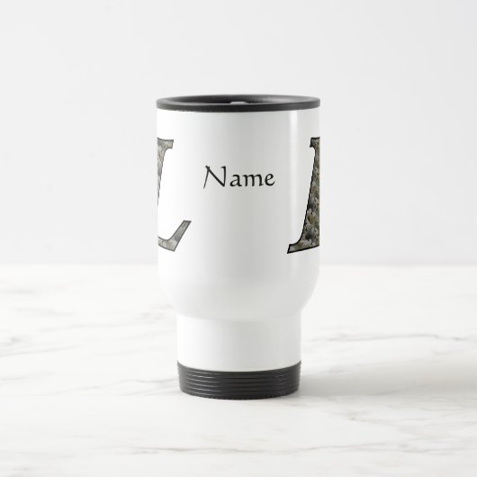 Monogram Initial L Hydrangea Flowers Personalized トラベルマグ (中央)