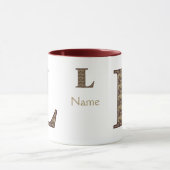 Monogram Initial L Vintage Floral Personalized マグカップ (中央)