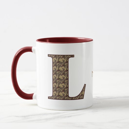 Monogram Initial L Vintage Floral Personalized マグカップ (左)