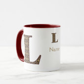 Monogram Initial L Vintage Floral Personalized マグカップ (正面左)