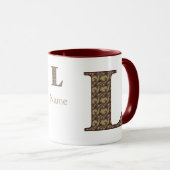 Monogram Initial L Vintage Floral Personalized マグカップ (正面右)