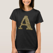 Monogram Initial Letter A Gold 1 Tシャツ (正面)