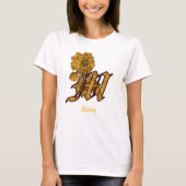 Monogram Initial M Gold Peony Flower Personalized Tシャツ (正面)