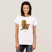 Monogram Initial M Gold Peony Flower Personalized Tシャツ (正面フル)