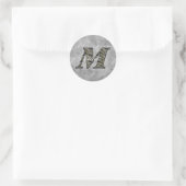Monogram Initial M Hydrangea Flowers Personalized ラウンドシール (バッグ)