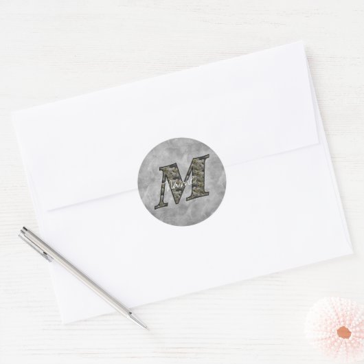 Monogram Initial M Hydrangea Flowers Personalized ラウンドシール (封筒)