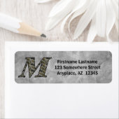 Monogram Initial M Hydrangea Return Address  ラベル (インサイチュ)