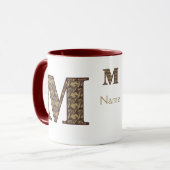 Monogram Initial M Vintage Floral Personalized マグカップ (正面左)